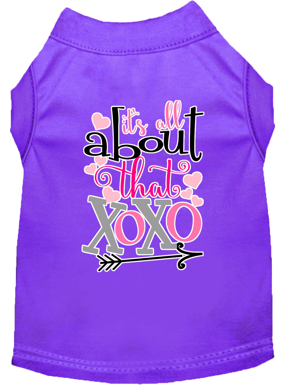 All about that XOXO Screen Print Dog Shirt Purple Sm